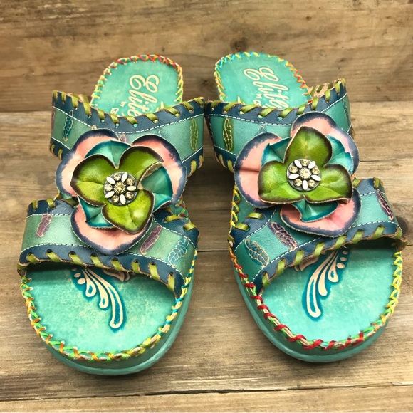 Corkys Shoes Corkys Slip On Sandal Womens Size 7 Teal Wflowers